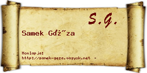 Samek Géza névjegykártya
